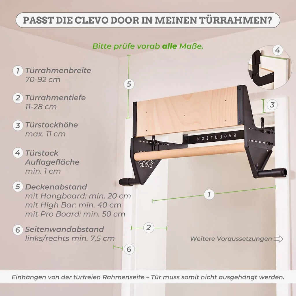 CLEVO DOOR: Türaufhängung für Hangboard, Klimmzugstange und Kletter Hangutensilien - Image 6