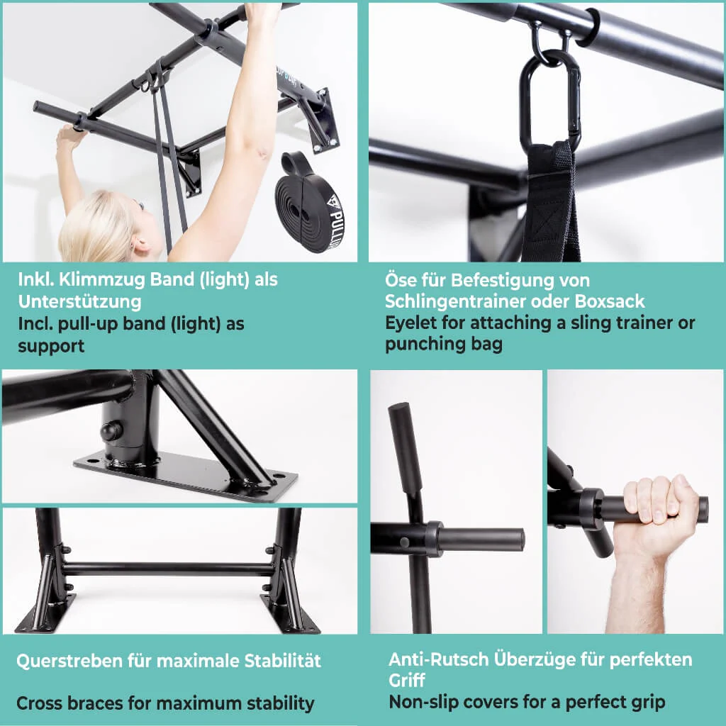 Klimmzugstange Wandmontage inkl. Klimmzugband - Image 5