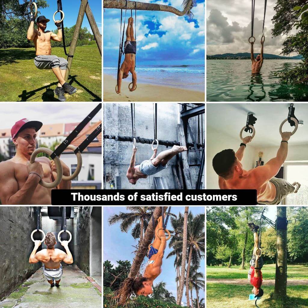 Gymnastikringe aus Holz inkl. Sportbeutel, Befestigungsgurte und Türanker - Image 7